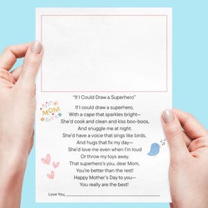 Mothers Day Poem Printable PDF for Kids, DIY Mama Gift From Child, Heartfelt Poem with Drawing Space, Children Special Gift Message for Mom