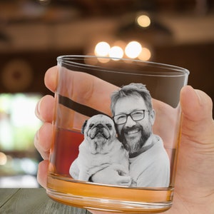 Custom Photo Whiskey Glass Scotch Glasses Rock Personalized Pet Glass Dog Picture Whisky Barware Glassware Gift Unique Bar Gifts Drinking