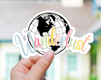Traveler Sticker, Luggage Glossy Decal, World Globe Wanderlust Travel Adventure Decoration