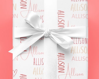 Custom Name Wrapping Paper Roll, Personalized Collage Gift Wrap