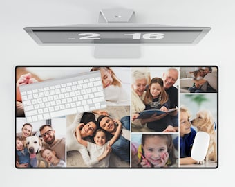 Custom Photo Mousepad Collage, Personalized Desk Mat, Desk Blotter, Gaming Mouse Pad, Large Mouse Pad, Custom Desk Mat Desk Accessories Gift