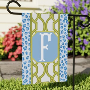 Custom Garden Flag, Preppy Monogram Animal Print Banner, Double Sided Outdoor Personalized Decor