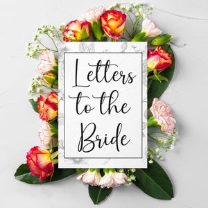 Cartas a la novia Hoja de portada imprimible Descarga instantánea Libro de recuerdos para el día de la boda Álbum de recuerdos para ocasiones especiales Notas escritas