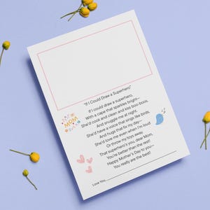 Mothers Day Poem Printable PDF for Kids, DIY Mama Gift From Child, Heartfelt Poem with Drawing Space, Children Special Gift Message for Mom