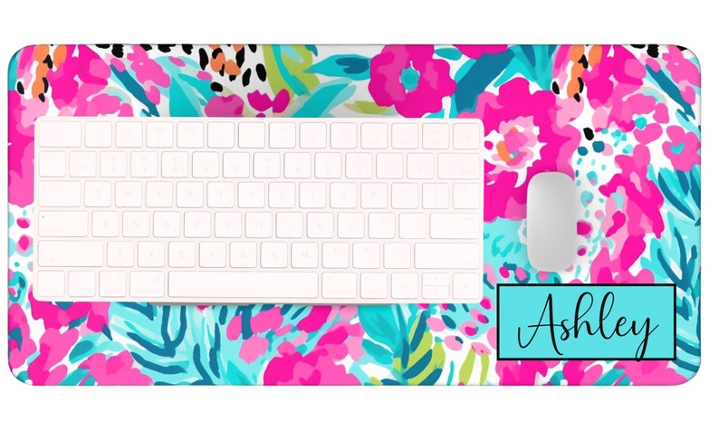 Name Desk Pad Personalized Preppy Office Decor Custom Cushion Pad Monogram Name Desk Blotter Mat Large Mouse Pad Modern Desk Office Gift