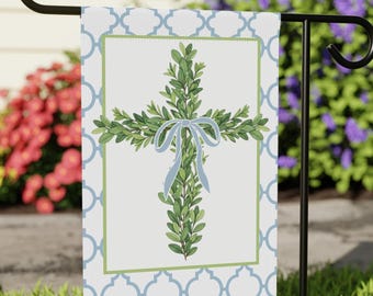 Easter Cross Garden Flag, Outdoor House Banner, Double-Sided