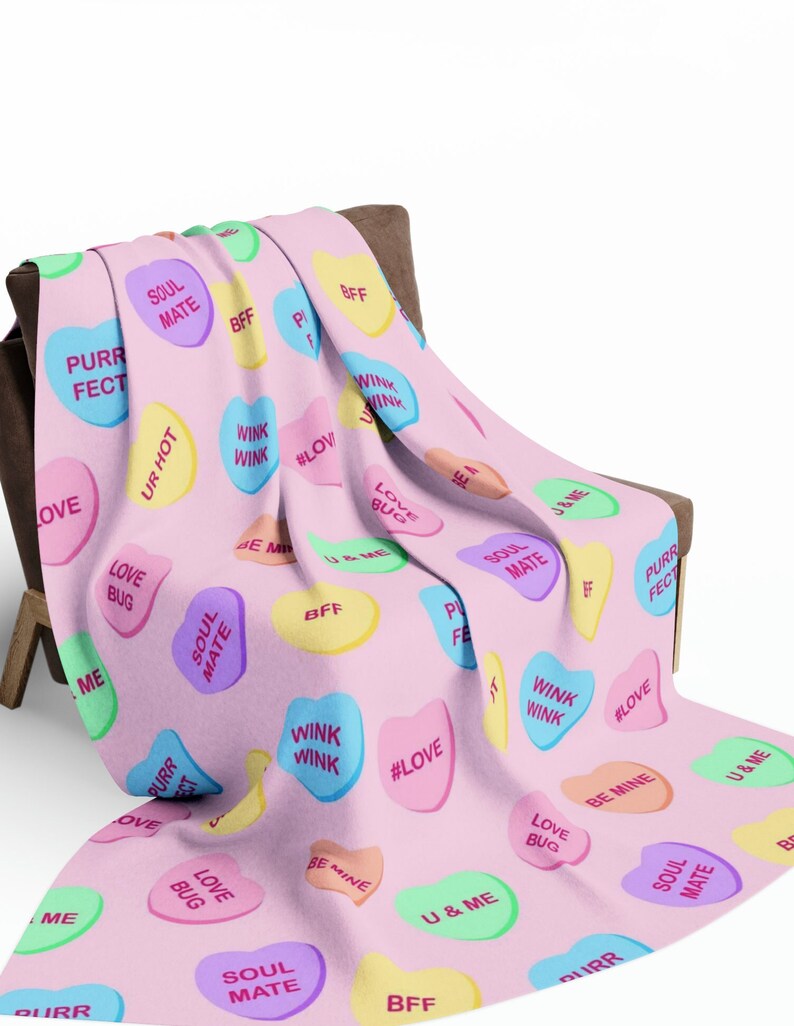 Conversation Heart Fleece Blanket Romantic Gift Ideas for Her