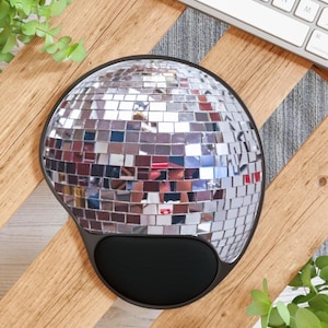Handgelenk Rest Maus Pad | Niedliche Retro 1970er Jahre Disco Ball Schreibtischunterlage | Schreibtisch Dekor, Arbeitsutensilien | Einzigartiges Coworker Geschenk