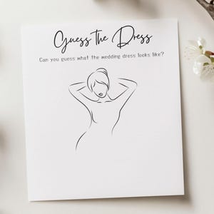 Wedding Dress Game Printable, Bridal Shower Guess the Dress Minimal Game, Draw the Dress Shower Party Printable Download, Bridal Shower Game