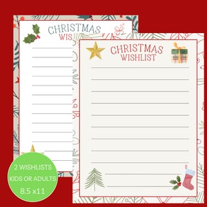 Weihnachten Wunschliste Druckbare Kinder Erwachsene Liste der Geschenke Urlaub Sofortiger Download Kinder Brief Unisex will Weihnachten präsentiert Saison organisiert