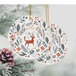 Scandinavian Christmas Ornaments Set Swedish Folk Art Norwegian Home Decor European Gift Scandi Nordic Folk Art Ceramic Xmas Tree Decoration