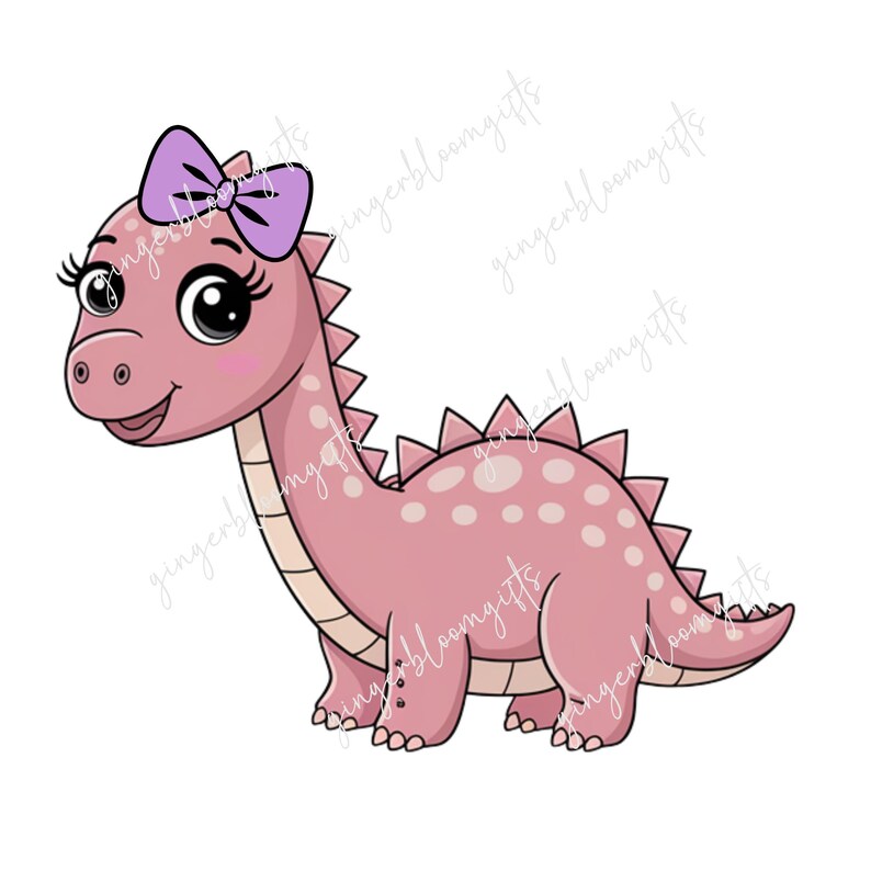 Kawaii Girl Dinosaur Clipart Bundle, Birthday Party Decor (SVG PNG PDF ...