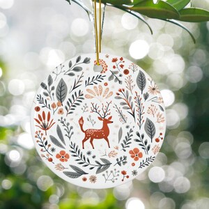Scandinavian Christmas Ornaments Set Swedish Folk Art Norwegian Home Decor European Gift Scandi Nordic Folk Art Ceramic Xmas Tree Decoration