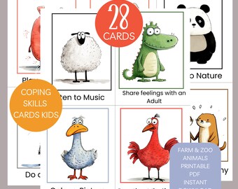 Kids Coping Skills Flashcards: 28 Mindfulness Cards (Digital Download)