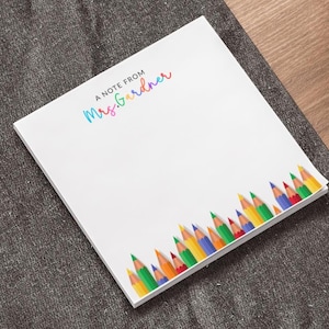 Teacher Notepads, Post-it® Notes, Personalized Teacher Note pad Teacher Gift, Custom Cute Monogram Educator Sticky Notes Name Teacher Gifts