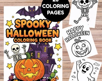 Halloween Coloring Pages: Spooky Fun, PDF & PNG (Digital Download)
