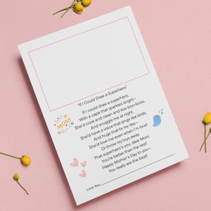 Mothers Day Poem Printable PDF for Kids, DIY Mama Gift From Child, Heartfelt Poem with Drawing Space, Children Special Gift Message for Mom