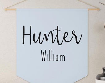 Personalized Pennant Flag | Custom Nursery Wall Art, Baby Name Banner, Boys Girls Room Sign