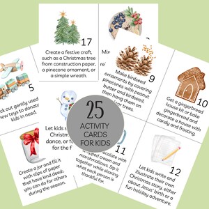Advent-activiteit Afdrukbare kaarten Kinderen 25 Bucketlist Kerstpret Feestdagen Christelijk Knutselen Bundelset Kind Zoon Dochter Individueel cadeau