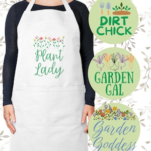 Garden Apron Personalized Heavy Duty Cotton Gardening Apron Adjustable Pottery Apron Gift for Her Cute Custom Gardener Apron