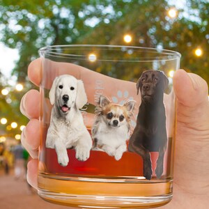 Custom Photo Whiskey Glass Scotch Glasses Rock Personalized Pet Glass Dog Picture Whisky  Barware Glassware Gift Unique Bar Gifts Drinking