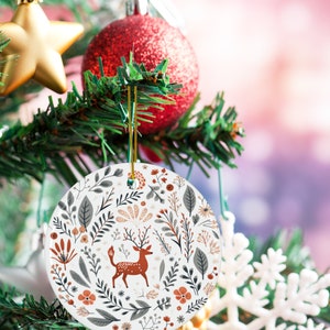 Scandinavian Christmas Ornaments Set Swedish Folk Art Norwegian Home Decor European Gift Scandi Nordic Folk Art Ceramic Xmas Tree Decoration