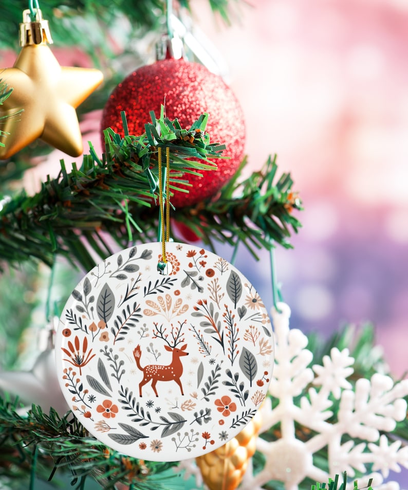 Scandinavian Christmas Ornaments Set Swedish Folk Art Norwegian Home Decor European Gift Scandi Nordic Folk Art Ceramic Xmas Tree Decoration