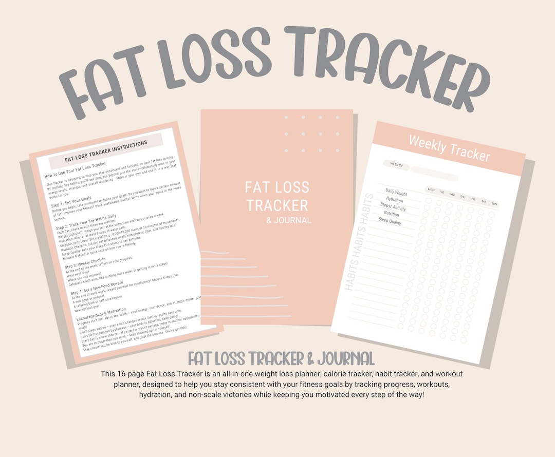 Fat Tracker Notebook Calorie Tracker, Fat Loss Tracker, Weight Loss Motivation, Habit ...