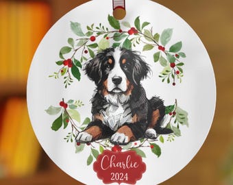 Custom Bernese Mountain Dog Ornament, Double Sided Pet Christmas Keepsake