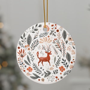 Scandinavian Christmas Ornaments Set Swedish Folk Art Norwegian Home Decor European Gift Scandi Nordic Folk Art Ceramic Xmas Tree Decoration