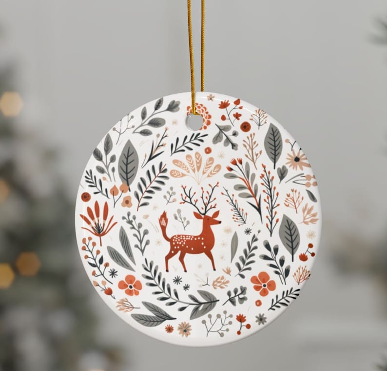 Scandinavian Christmas Ornaments Set Swedish Folk Art Norwegian Home Decor European Gift Scandi Nordic Folk Art Ceramic Xmas Tree Decoration