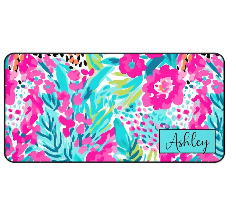 Name Desk Pad Personalized Preppy Office Decor Custom Cushion Pad Monogram Name Desk Blotter Mat Large Mouse Pad Modern Desk Office Gift
