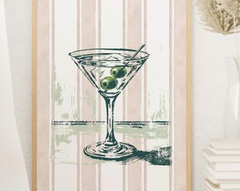 Martiniglasprint, poster badkamercocktail (digitale download)
