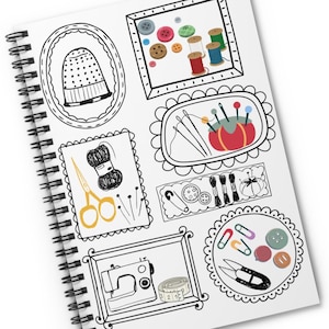 Sewing Notebook, Spiral Ruled Cross Stitch Journal | Paper Pocket Project Tracker Notepad Gift