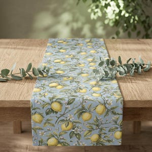 Lemon Table Runner, Fruit Kitchen Decor, Yellow Citrus Cotton Table Decoration, Summer Dining Table Linen, Mediterranean Inspired Home Decor