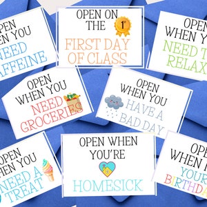Openen wanneer enveloppen College Set 28 labelkaarten Weggaan Universiteit Cadeaus Aanmoediging Ondersteuning Studenten gaan het huis uit Dochter Zoon Vriend