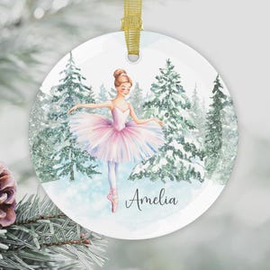 Personalized Watercolor Ballerina Ornament | Custom Christmas Keepsake for Ballet Lovers | Winter Glass Decor | Unique Gift Dancer Bauble