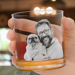 Custom Photo Whiskey Glass Scotch Glasses Rock Personalized Pet Glass Dog Picture Whisky  Barware Glassware Gift Unique Bar Gifts Drinking
