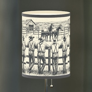 Bedside Lamp Desk Lamp Western Decor Rustic Cowboy Lamp Shade Farmhouse Unique Lamp Country Night Light Ranch Home Decor LED Compact Size