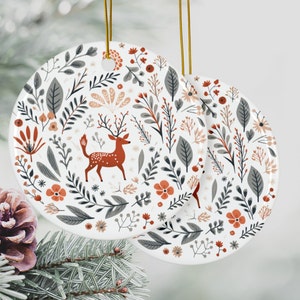 Scandinavian Christmas Ornaments Set Swedish Folk Art Norwegian Home Decor European Gift Scandi Nordic Folk Art Ceramic Xmas Tree Decoration