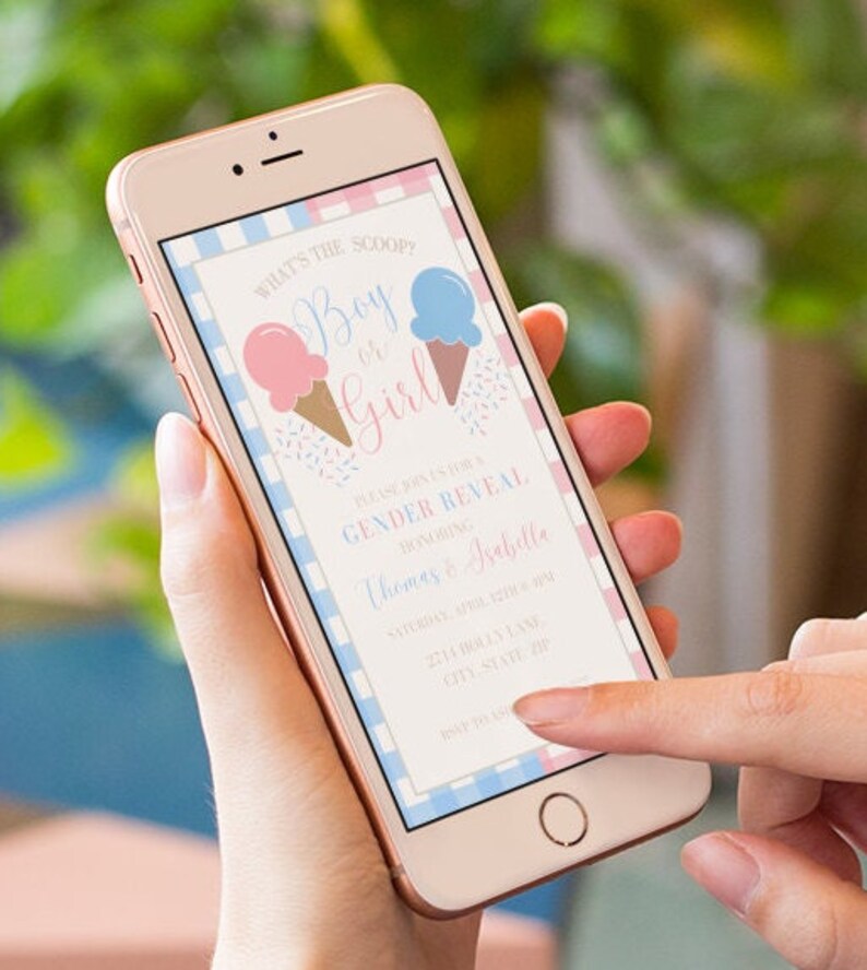Editable Gender Reveal Evite Template, Mobile Invitation (digital ...