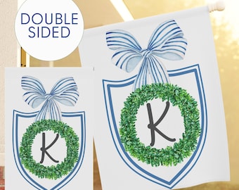 Custom Monogram Garden Flag: Initial Wreath Yard Decor