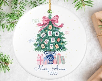 Personalized Mahjong Ornament Ceramic Decoration | Christmas Tree Decor