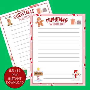 Weihnachten Wunschliste druckbare Kinder Erwachsene Candy Theme Liste der Geschenk Urlaub Sofortiger Download Kinder Brief will Xmas Geschenk Saison zu organisieren