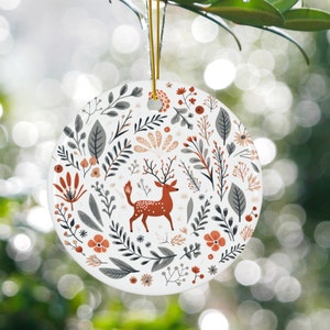 Scandinavian Christmas Ornaments Set Swedish Folk Art Norwegian Home Decor European Gift Scandi Nordic Folk Art Ceramic Xmas Tree Decoration
