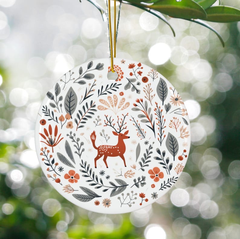 Scandinavian Christmas Ornaments Set Swedish Folk Art Norwegian Home Decor European Gift Scandi Nordic Folk Art Ceramic Xmas Tree Decoration