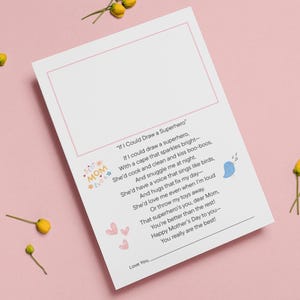 Mothers Day Poem Printable PDF for Kids, DIY Mama Gift From Child, Heartfelt Poem with Drawing Space, Children Special Gift Message for Mom