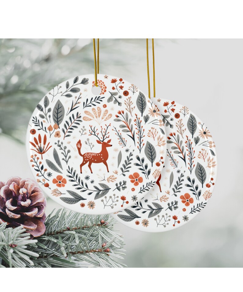 Scandinavian Christmas Ornaments Set Swedish Folk Art Norwegian Home Decor European Gift Scandi Nordic Folk Art Ceramic Xmas Tree Decoration