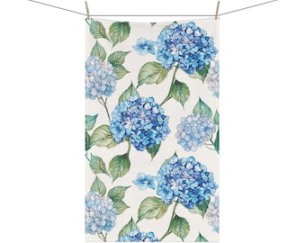 Blue Hydrangea Kitchen Tea Towel, Floral Decor