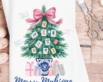 Merry Mahjong Hand Towel, Mahjong Lovers Christmas Gift